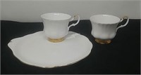 Royal Albert "Val D'or" Tea Cups & Snack Plate- B