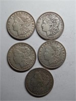 (5) Morgan Silver Dollars 1921 1921-S 1921-D