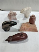 Stone animal carvings