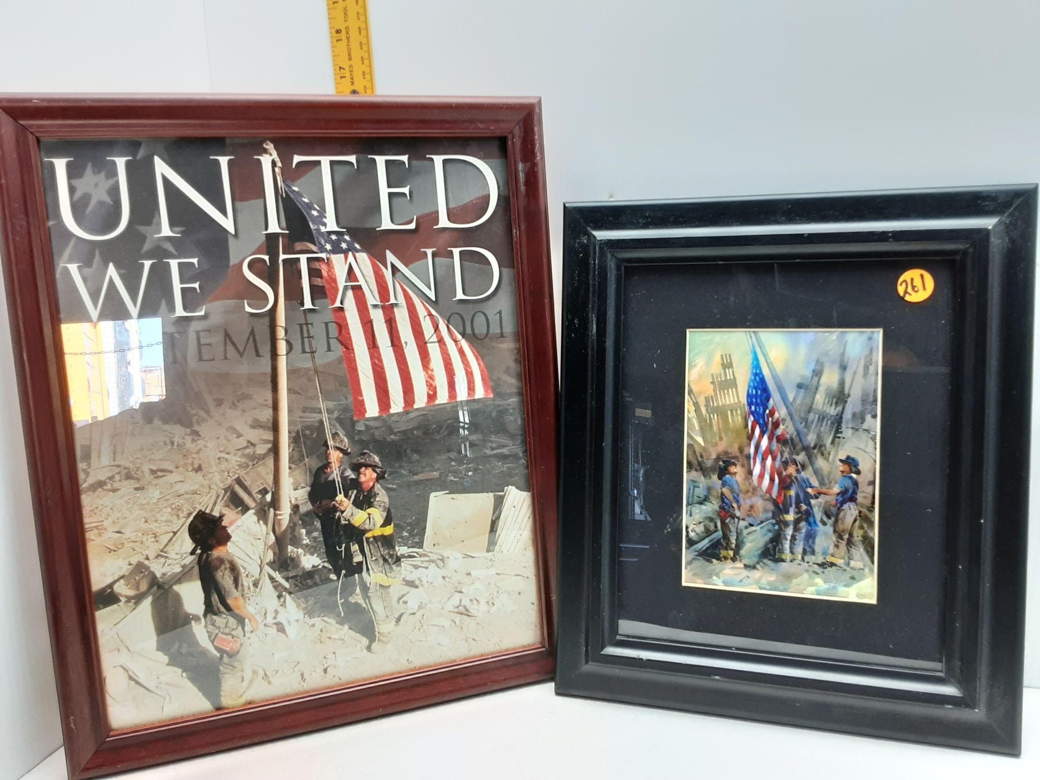 2 REMEMBER 9/11 FRAMED PICTURES-16X13 13X11