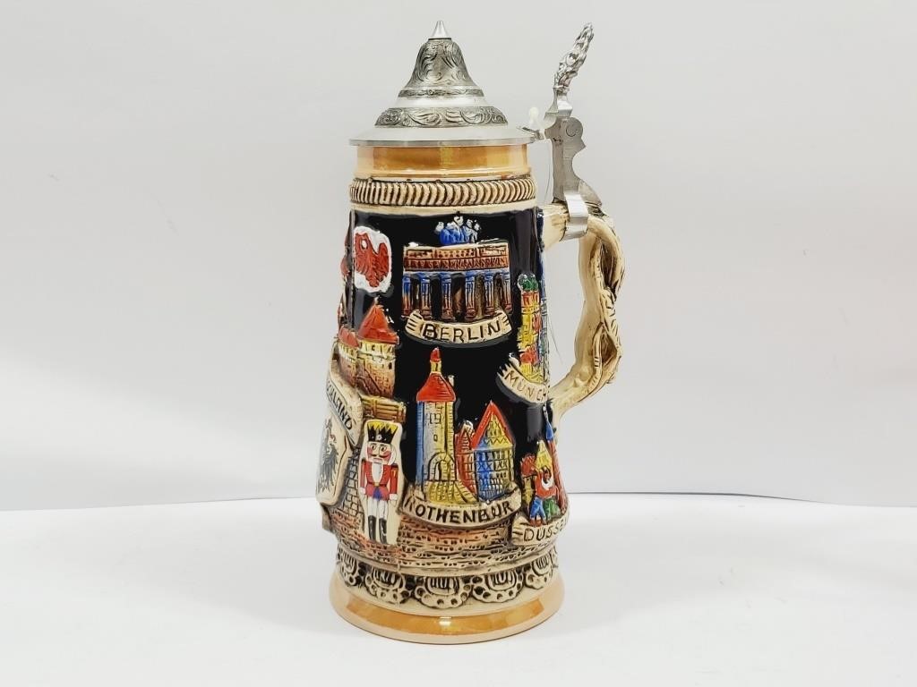 Handmade Handpainted Lidded Beer Stein Ltd Ed