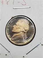 Toned 1987-S Proof Jefferson Nickel