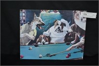 13" x 17" Dogs Playing Pool Metal Sign