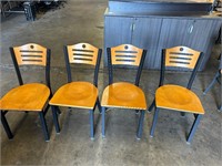 4pc Black & Wood Finish Lunchroom Side Chair