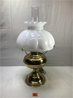 Antique Milk Glass Oil Lamp, Converted to Electric