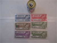 Six billet de monnaie Canadian Tire vintage