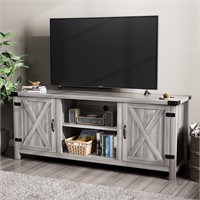 Farmhouse TV Stand  58 Inch  Gray Wash