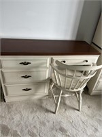 Desk & Chair Set, White & Wood
