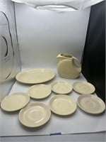 9-Fiesta Ware Yellow Pieces (Plates & Pitcher)