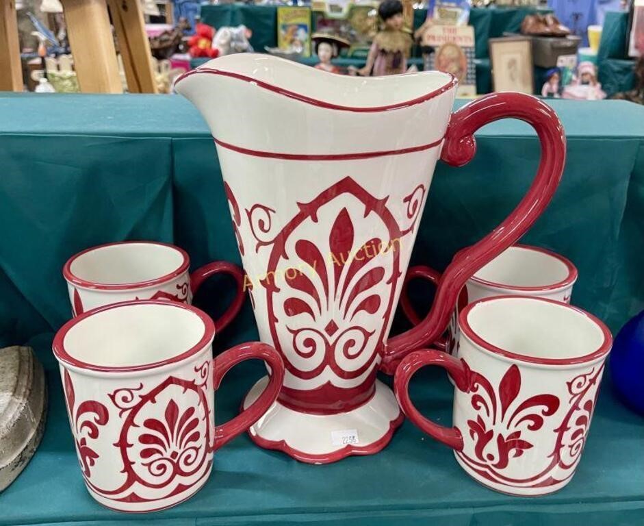 CERAMIC PITCHER AND MUGS