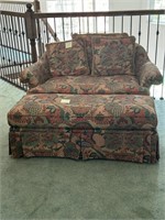 Upholstered Love Seat and Ottoman