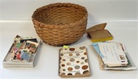 STAMPS - PAPER EPHEMERA AND SPLINT BASKET