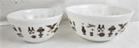 2 Vintage Pyrex American Pattern Nesting Bowls