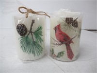 Lot Of Two Various 4" Holiday Pillar Candles