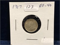 1917 Can Silver Five Cent Piece  EF40