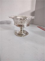 Sterling silver hand cut compote, 229g. See