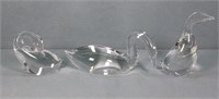 3pc. Steuben Glass Crystal Swan & Geese