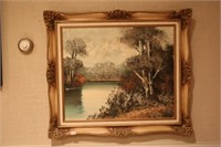 framed landscape, oil on canvas, signed