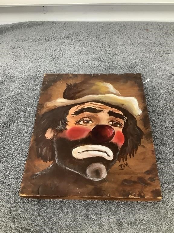 Clown Face Painted on Wood