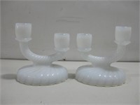 Two Vtg Imperial Glass Candle Holders See Info