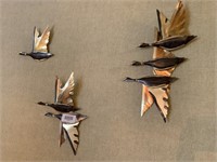 Set of Brass Ducks in Flight