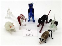 Miniature Art Glass Figurines - Dachshunds, Mouse,