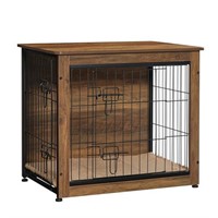 DWANTON Dog Crate Furniture with Cushion, Wooden D