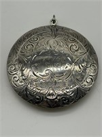 Antique Sterling Silver Victorian Compact Pendant