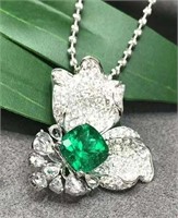 2ct Colombian Natural Emerald Pendant 18K Gold