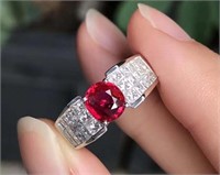 1ct Myanmar Pigeon Blood Red Ruby Ring 18K Gold