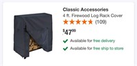 Classic Accessories  4 ft. Firewood Log Rack Cover