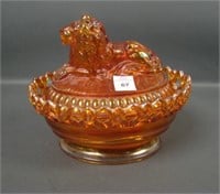 Imperial IG Marigold Lion Covered Candy Dish
