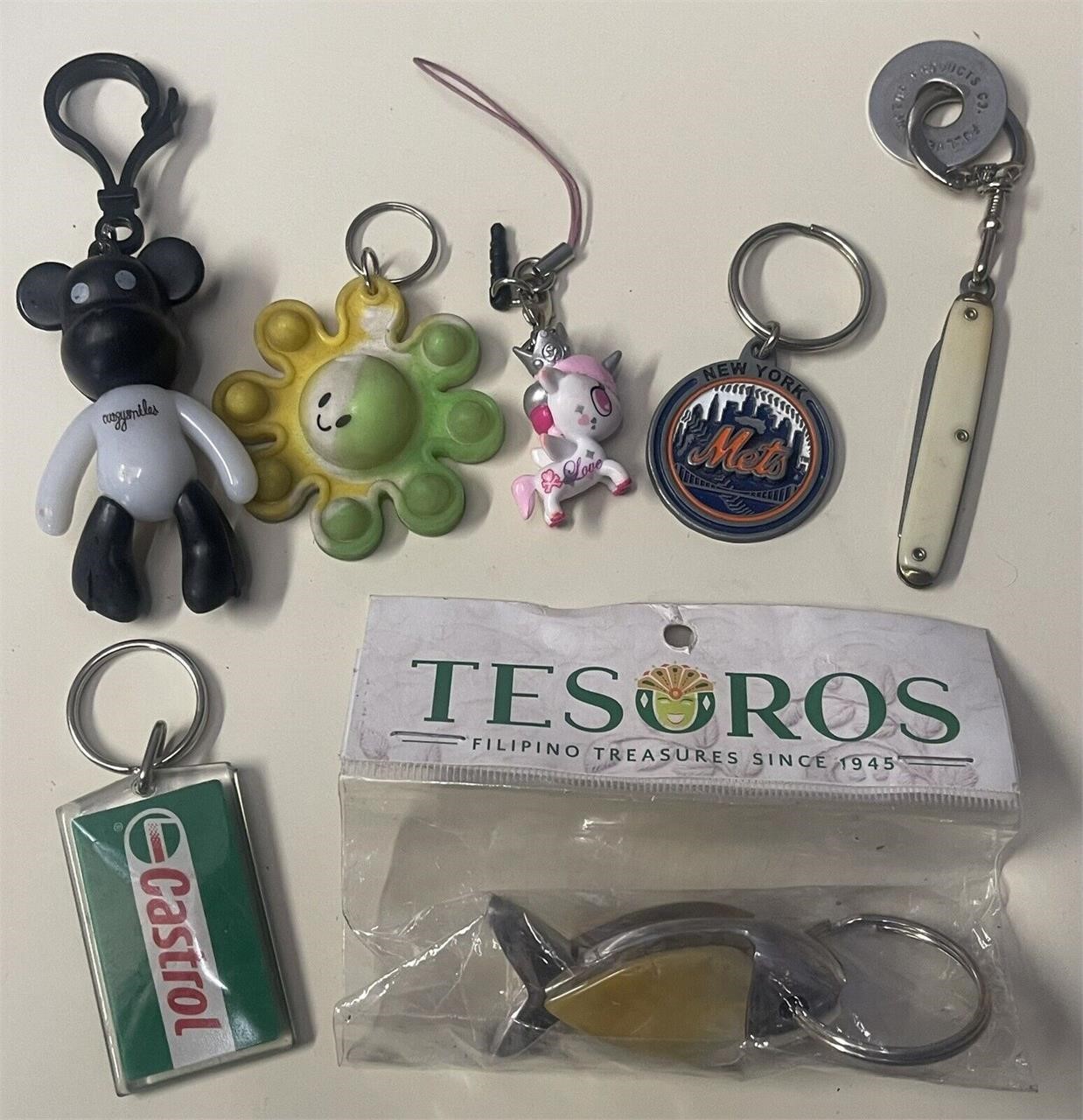 7X Vintage Keychains 80S 90S Classic Keyrings