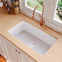 White Fireclay Undermount Kitchen Sink, DeerValle