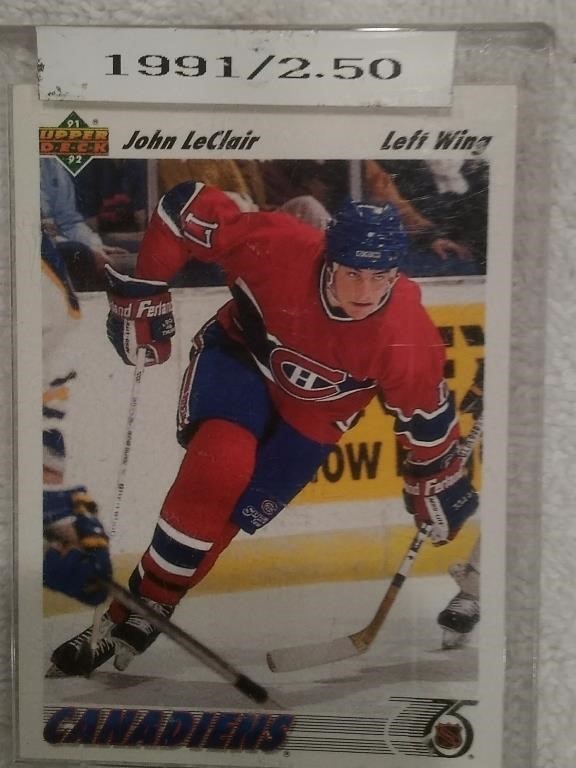 JOHN LECLAIR NHL CANADIANS 1991 IN GLASS CASE