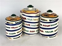 Gail Pittman Hand Painted Canisters- lot of 3