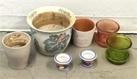 Assortment of Pottery, Glass & Ceramic Planters