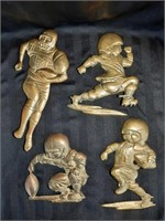 Brass Football Player Wall Hangings × 4