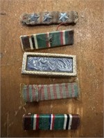 5 Vintage US Military Stitched Ribbons