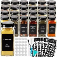 24 Pcs Glass Spice Jars with 398 Labels