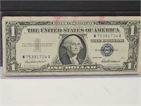1957  Silver Cerificate Blue Seal w Robbery Ink