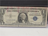 1957 B Silver Cerificate Blue Seal w Robbery Ink