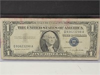 1957 A Silver Cerificate Blue Seal w Robbery Ink
