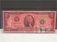 1976 $2 Dollar Bill Red Dye Robbery Note