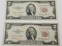 2.  1953 A $2 Dollar Red Seal Currency Notes