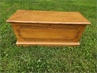 Modern ornate Cedar lined Hope Chest, 16x 40 x 18