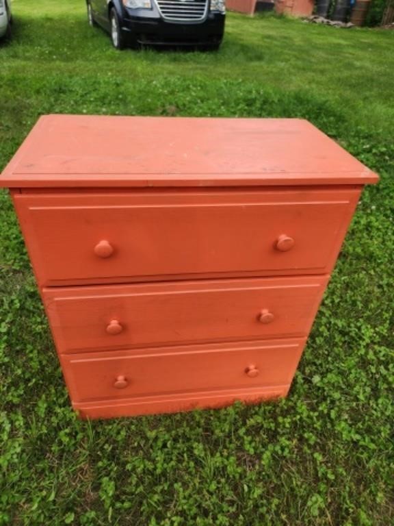 Solid pine three drawer dresser, 13.5 x