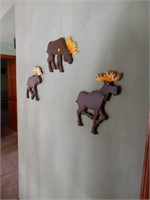 3pc wood moose wall art