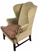 WINGBACK CHAIR WITH LEATHER SEAT CUSHION