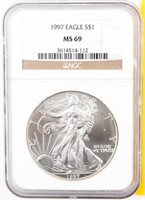 Coin 1997 American Silver Eagle NGC MS69
